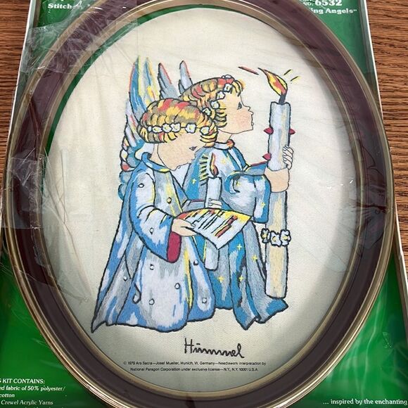 Vintage NIB Hummel Needlecraft Crewel "Kneeling Angels " Kit - Picture 9 of 9